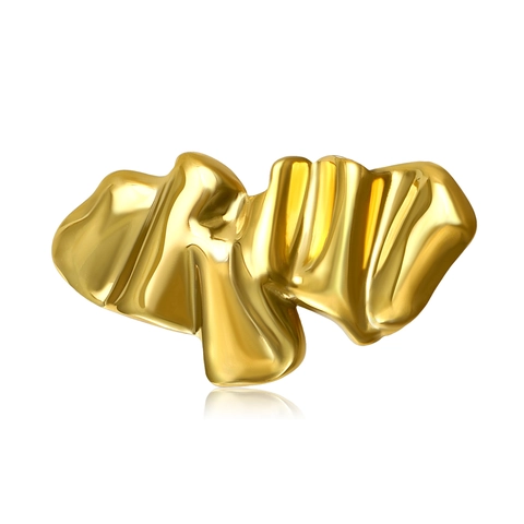 Spilla a Onda Irregolare in Acciaio Inossidabile Minimalista da Donna Texture in Metallo Liquido Spilla Oro Argento Gioielli