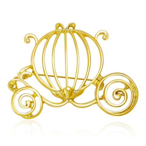 Broche de Aleación de Moda Carruaje de Calabaza Hueco Alfiler Galvanizado en Oro Corsage de Traje Mujer Joyería