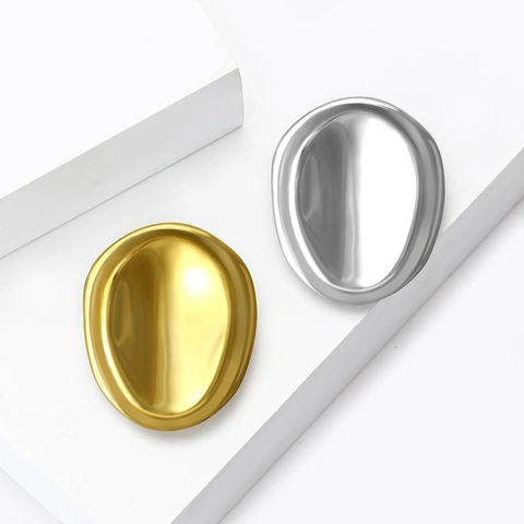 Broche Ovalado Geométrico Minimalista de Acero Inoxidable para Mujer Pulido Espejo Chapado en Oro Plata Pin de Cuello de Camisa Joyería