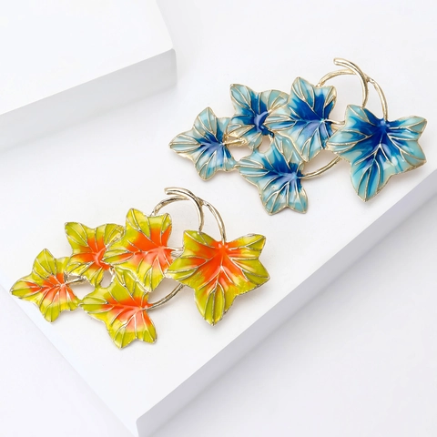 Broche Vintage de Aleación y Esmalte con Forma de Hoja de Uva para Mujer Elegante Accesorio de Ropa Botánico con Degradado para Decoración de Boda y Fiesta