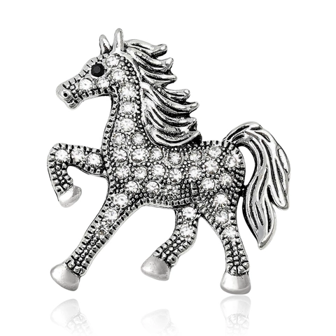 Spilla a Cavallo in Lega di Strass Vintage per Donna Elegante Forma Animale Oro Argento Moda Abbigliamento Accessori Spilla Pin