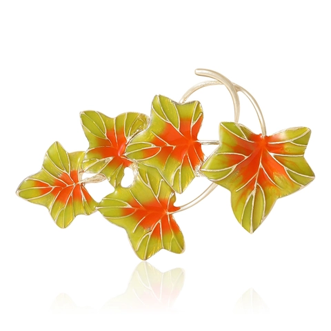 Mode Legierung Emaille Blatt Brosche Für Damen Farbverlauf Weinblatt Ahornblatt Kleidung Zubehör Schmuck Geschenk