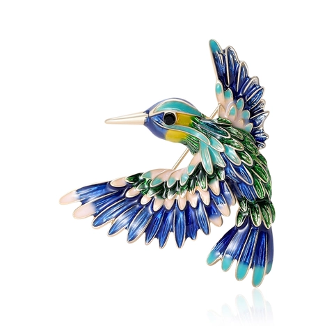 Spilla Vintage a Forma di Colibrì in Smalto Colorato Lega Uccello per Donna Completo Sciarpa Abbigliamento Gioielli Regalo