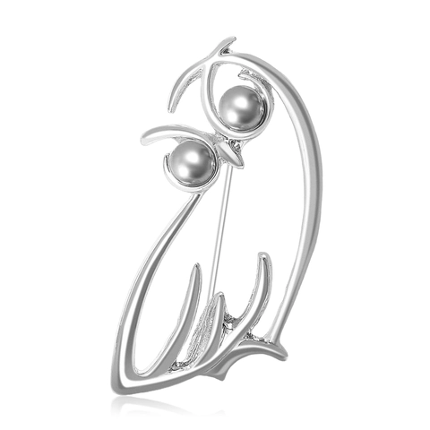 Spilla a Forma di Gufo Astratto Cavo Con Occhi in Perla Artificiale Spilla Animale Minimalista alla Moda per Cappotto da Donna