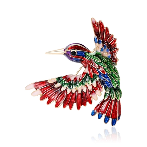 Spilla Vintage a Forma di Colibrì in Smalto Colorato Lega Uccello per Donna Completo Sciarpa Abbigliamento Gioielli Regalo