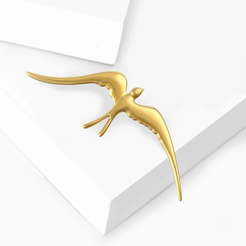 Minimalistische Edelstahl Fliegende Schwalbe Vogel Brosche Anstecknadel Für Damen Mode Gold Silber Überzogen Schmuck Dekoration
