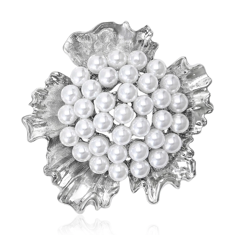 Elegante Spilla a Fiore con Perla Artificiale Lussuosa Spilla da Risvolto Floreale in Lega Accessorio Gioiello per Abito Cappotto Donna