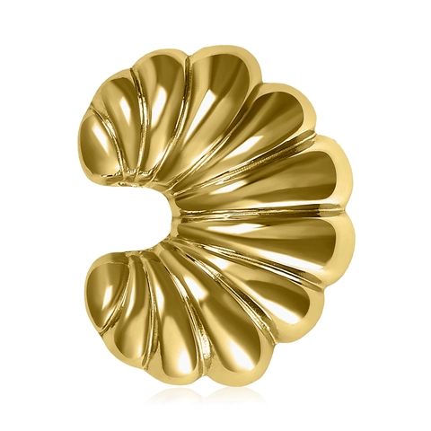 Broche de Acero Inoxidable en Forma de Cruasán Concha Acanalado para Mujer Joyería de Corsage Texturizada Oro Plata Accesorios Moda