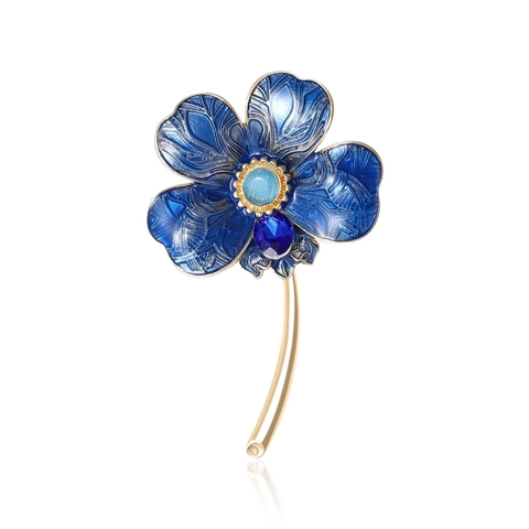 Elegante Spilla a Forma di Fiore in Lega Vintage Con Smalto Goccia d'Olio Quadrifoglio Strass per Accessori Moda Donna