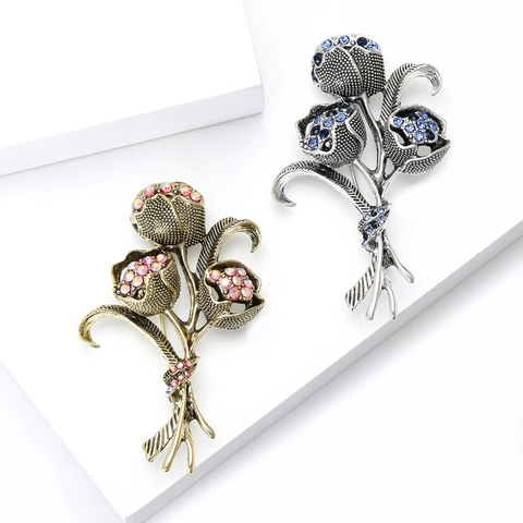 Spilla a Bouquet di Rose Vintage Per Donna Squisita in Lega di Strass Fiore Corsage Per Vestiti Abito Sciarpa Spilla Gioielli Accessori Regalo