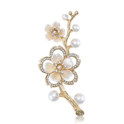 Elegante Spilla Bouquet Di Fiori In Lega Con Perle Artificiali E Strass Per Donna Decorazione Gioielli Abito Di Moda
