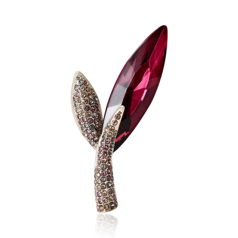 Elegant Alloy Leaf Brooch Sparkling Rhinestone Inlaid Crystal Pin Jewelry Accessory For Women Banquet Daily Dress Decor
