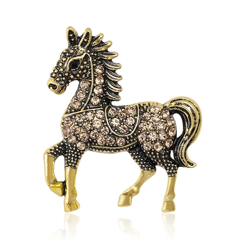 Spilla Vintage a Forma di Cavallo con Strass per Donna in Lega Spilla a Forma di Animale Gioielli di Moda Accessori per Vestiti Regalo