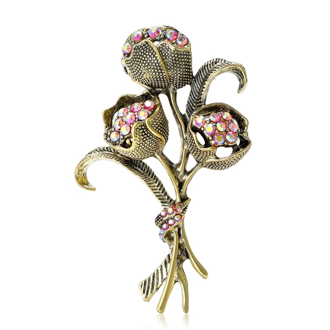 Vintage Brosche Aus Legierung Mit Rosenstrauß Und Strass Für Damen Eleganter Blumenschmuck Modisches Accessoire Geschenk