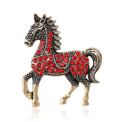 Spilla Vintage a Forma di Cavallo con Strass per Donna in Lega Spilla a Forma di Animale Gioielli di Moda Accessori per Vestiti Regalo