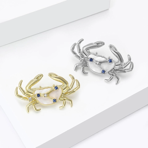 Mode Süße Legierung Krabbe Brosche Mit Perlmutt Krebs Sternzeichen Strass Anstecknadel Für Damen Herren Anzug Ansteckblume