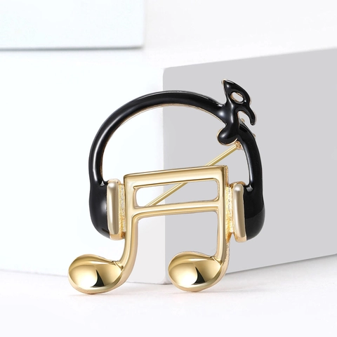 Creatieve Muzieknoot Hoofdtelefoon Broche Mode Legering Emaille Pins Voor Vrouwen Muziekliefhebbers Kostuum Reversspeld Sieraden