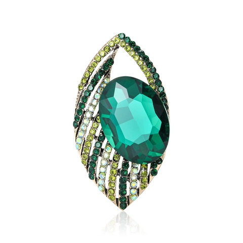 Broche de Aleación de Strass Vintage con Forma de Ojo para Mujer Broche de Diseño de Hoja Exquisito para Abrigo Vestido Joyería
