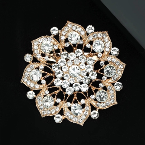 Vintage Legierung Hohle Sonnenblume Blumen Brosche Nadel Für Damen Eingelegt Klar Strass Gold Silber Elegant Schmuck Zubehör