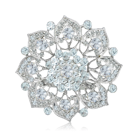 Vintage Legierung Hohle Sonnenblume Blumen Brosche Nadel Für Damen Eingelegt Klar Strass Gold Silber Elegant Schmuck Zubehör