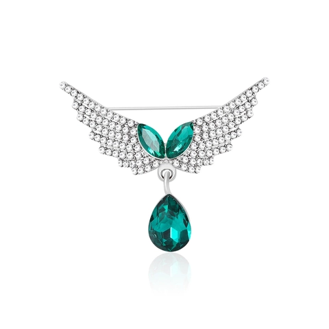 Angel Wing Rhinestone Brooch For Women Luxury Alloy Teardrop Pendant Suit Corsage Fashion High End Jewelry Pin Accessories