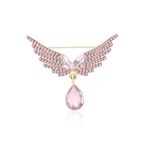 Angel Wing Rhinestone Brooch For Women Luxury Alloy Teardrop Pendant Suit Corsage Fashion High End Jewelry Pin Accessories
