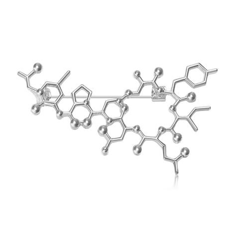 Chemische Formule Moleculaire Structuur Broche Legering Wetenschap Pin Geek Cadeau Gepersonaliseerd Unisex Mode Sieraden Goud Zilver