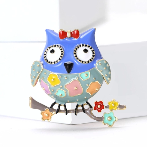 Fashion Cute Colorful Owl Brooch For Women Alloy Enamel Animal Bird Pin Creative Clothing Accessories Jewelry Gift