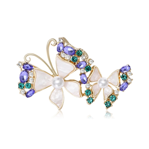 Elegante Spilla a Farfalla in Lega Con Perla Artificiale e Strass Accessori di Moda Spilla per Abbigliamento Donna