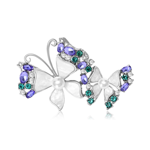 Elegante Spilla a Farfalla in Lega Con Perla Artificiale e Strass Accessori di Moda Spilla per Abbigliamento Donna