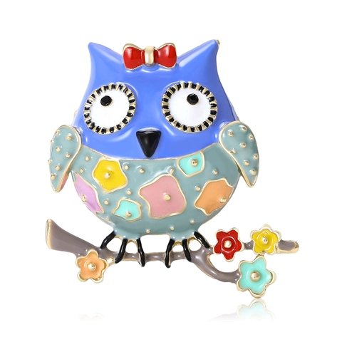 Fashion Cute Colorful Owl Brooch For Women Alloy Enamel Animal Bird Pin Creative Clothing Accessories Jewelry Gift