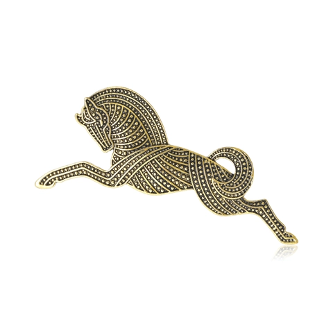 Broche de Caballo de Aleación Vintage para Hombre Caballo Galopante Retro Alfiler de Pecho Animal Galvanizado Joyería de Ropa Regalo