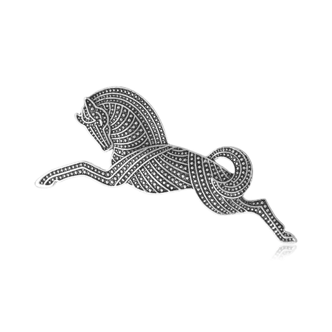 Broche de Caballo de Aleación Vintage para Hombre Caballo Galopante Retro Alfiler de Pecho Animal Galvanizado Joyería de Ropa Regalo