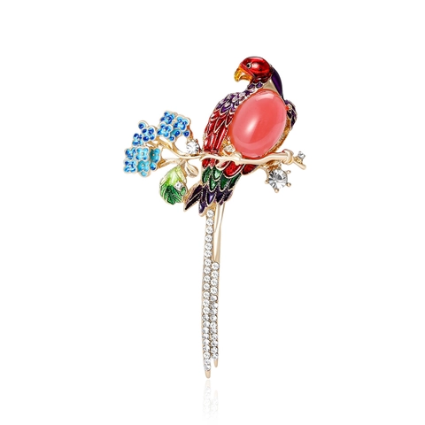 Spilla Pappagallo in Smalto Colorato Vintage Per Donna Gioielli con Uccello in Lega e Strass Per Decorazione Abito Da Matrimonio
