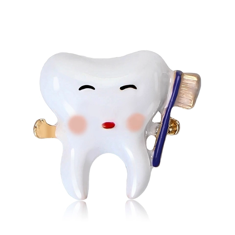 Creativo Cartone Animato Dente Spazzolino da Denti Spilla in Lega di Smalto Spilla Carino Regalo Infermiera Dentista Spilla Giacca Accessori
