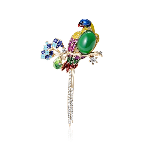 Spilla Pappagallo in Smalto Colorato Vintage Per Donna Gioielli con Uccello in Lega e Strass Per Decorazione Abito Da Matrimonio