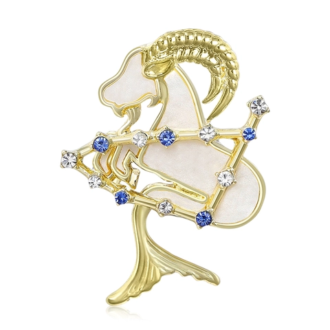 Spilla da Balia per Spilla da Balia con Dodici Costellazioni dello Zodiaco in Lega di Moda Coreana in Oro Argento Intarsiato con Distintivo di Decorazione di Abbigliamento in Cristallo Regalo per Uomo Donna Gioielli