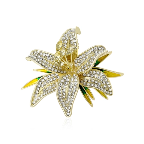 Elegante Spilla a Forma di Giglio in Lega Con Strass e Smalto Spilla Floreale Vintage per Matrimonio Festa Donna Regalo Accessori