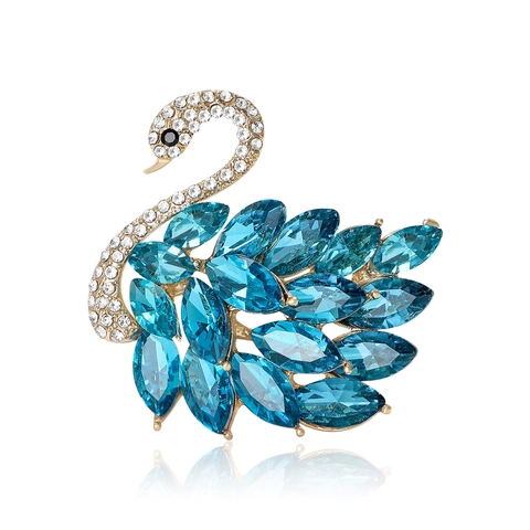 Elegant Alloy Rhinestone Swan Brooch Pin For Women Light Luxury Fashion Jewelry Accessory For Suit Dress Banquet Gift