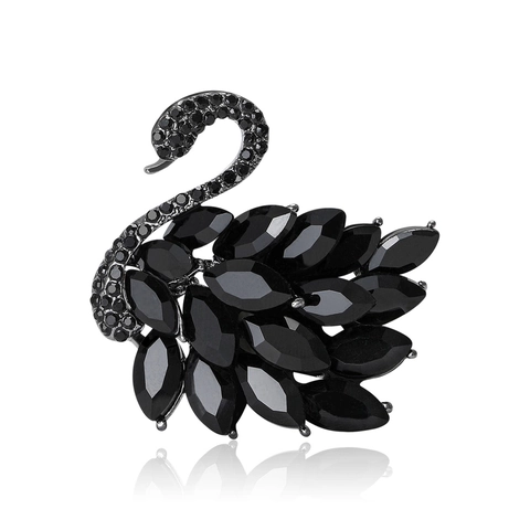 Elegant Alloy Rhinestone Swan Brooch Pin For Women Light Luxury Fashion Jewelry Accessory For Suit Dress Banquet Gift