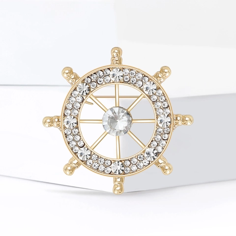 Modische Nautische Ruder Strass Brosche Legierung Helm Nadel Für Damen Einfache Pendeln Kleidung Zubehör Schmuck