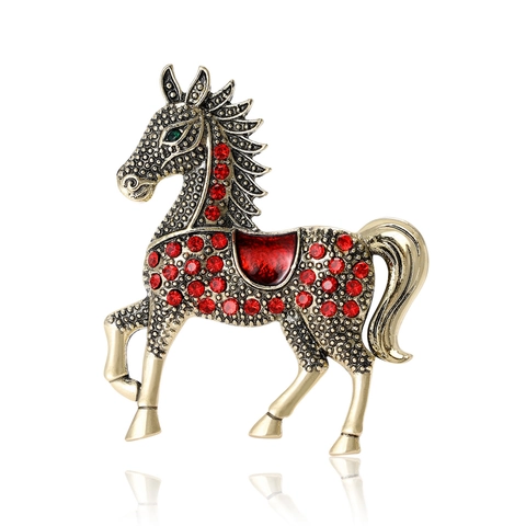 Vintage Paard Brosche voor Dames Legering Strass Emaille Dier Reversspeld Antiek Goud Zilver Mode Sieraden Brosche Cadeau