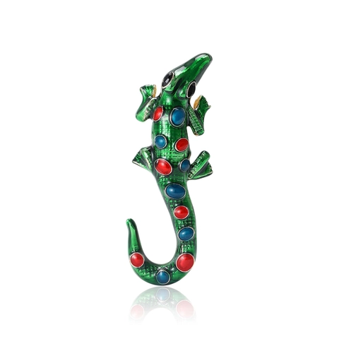 Vintage Legierung Emaille Krokodil Eidechse Brosche Pin Mit Strass Verzierung Für Anzug Mantel Damen Schmuck Geschenk