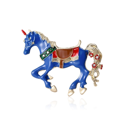 Simpatica Spilla a Forma di Unicorno in Smalto per Donna Lega Animale Spilla da Risvolto Placcata Oro Decorata con Strass Gioielli alla Moda