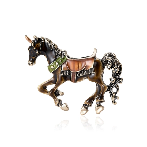 Simpatica Spilla a Forma di Unicorno in Smalto per Donna Lega Animale Spilla da Risvolto Placcata Oro Decorata con Strass Gioielli alla Moda