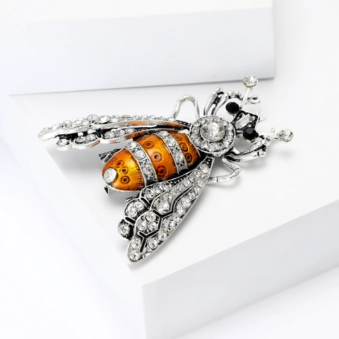 Vintage Legering Bij Brosche Strass Ingelegde Emaille Honingbij Borstspeld Voor Vrouwen Retro Mode Sieraden Kleding Accessoires Cadeau
