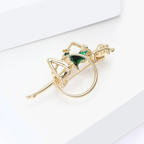 Rhythmische Gymnastik Mädchen Emaille Brosche Für Damen Gold Überzogene Brosche Anstecknadel Für Anzüge Kreative Mode Schmuck Zubehör