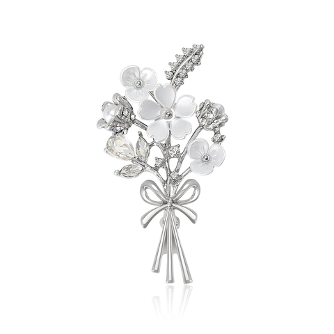 Eleganter Pflaumenblüten Strauß Legierung Strass Künstliche Perle Brosche Damen Mode Bankett Schmuck Zubehör