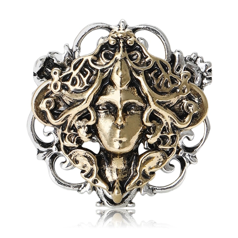 Vintage Medusa Head Brooch For Men Women Antique Gold Silver Plated Baroque Relief Pin Classical Mythological Portrait Jewelry