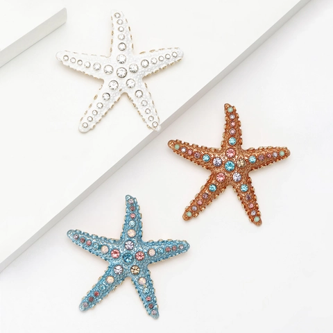 Broche de Estrella de Mar de Aleación de Strass Tropical para Mujer Joyería de Alta Calidad Vida Marina Tema Playa Accesorio de Moda